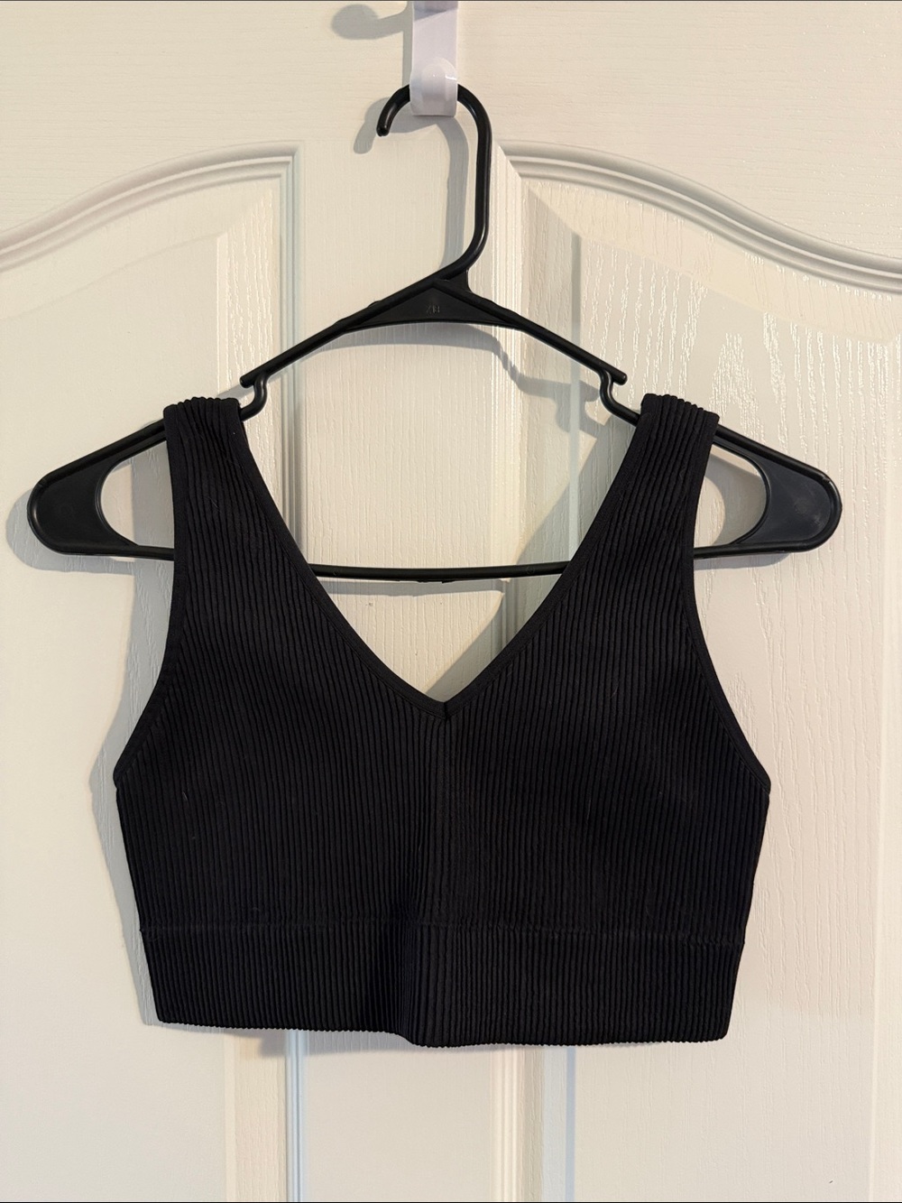 Aerie Super Chill Sports Bra Black Ribbed